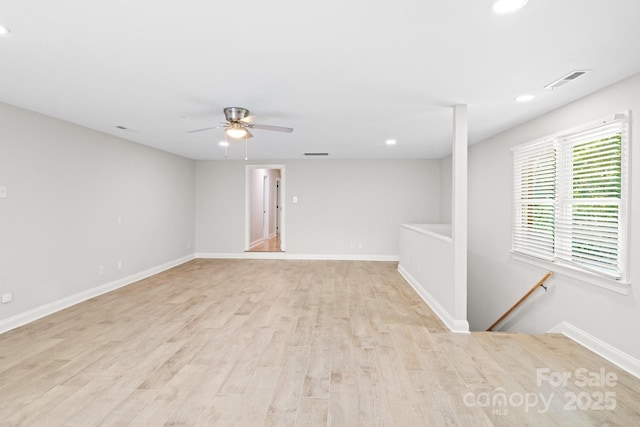 1134 Willow Oaks Trl, Matthews, NC 28104 - unfurnished room featuring ceiling fan, light wood-style floors, and recessed lighting