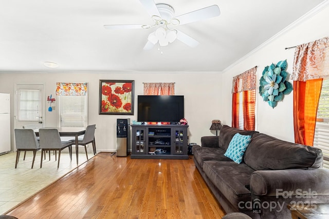 662 Willa Ct Unit 8, Chester, SC 29706 - living area with crown molding, ceiling fan, and wood finished floors