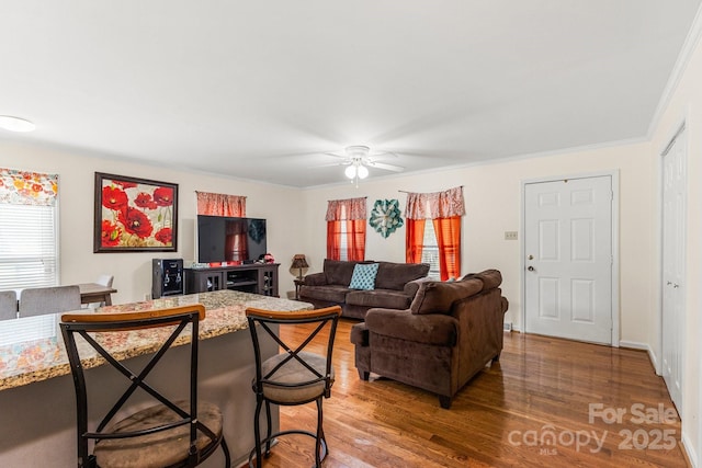 662 Willa Ct Unit 8, Chester, SC 29706 - living area featuring wood finished floors, ceiling fan, and crown molding
