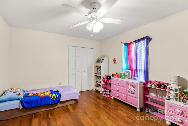 662 Willa Ct Unit 8, Chester, SC 29706 - bedroom with wood finished floors, a closet, and a ceiling fan