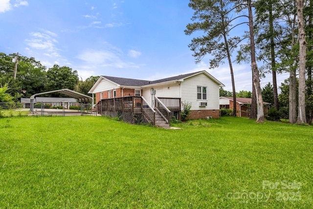 662 Willa Ct Unit 8, Chester, SC 29706 - rear view of property with a detached carport, a deck, and brick siding