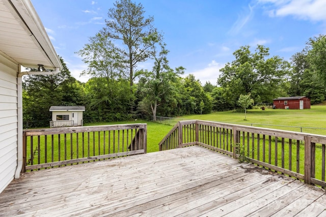 662 Willa Ct Unit 8, Chester, SC 29706 - wooden terrace featuring a shed, a fenced backyard, and view of scattered trees