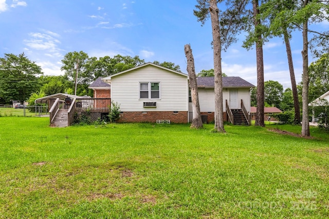 662 Willa Ct Unit 8, Chester, SC 29706 - back of house featuring crawl space, a deck, a yard, and stairway