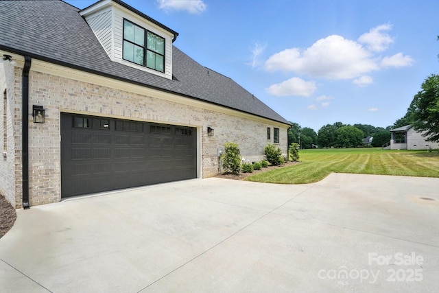 19 Berea Baptist Church Rd, Stanfield, NC 28163 - view of side of property with concrete driveway, a yard, brick siding, and a shingled roof