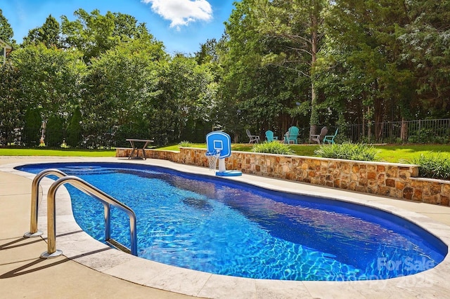5105 Paisano Ln, Waxhaw, NC 28173 - view of pool with a patio and view of wooded area