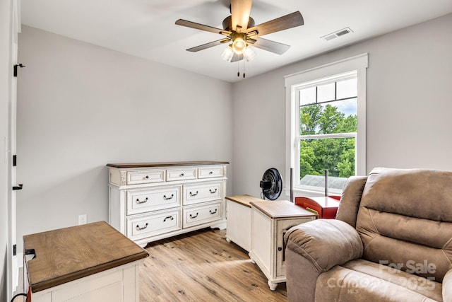 2205 Olde W Rd, Hudson, NC 28638 - living area featuring a ceiling fan and light wood-type flooring