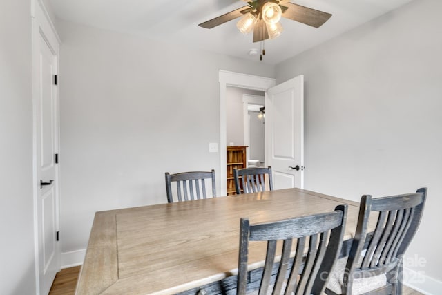 2205 Olde W Rd, Hudson, NC 28638 - dining space with ceiling fan and wood finished floors