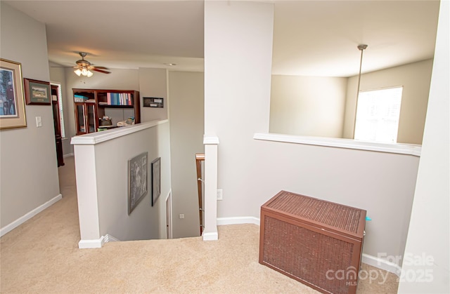 1304 Hammond Dr, Matthews, NC 28104 - hallway featuring an upstairs landing, carpet floors, and heating unit