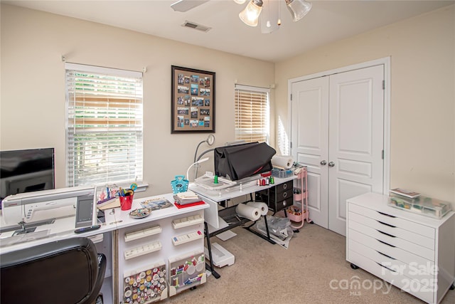 1304 Hammond Dr, Matthews, NC 28104 - office area featuring carpet floors and ceiling fan