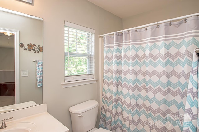 1304 Hammond Dr, Matthews, NC 28104 - full bath with vanity and a shower with shower curtain