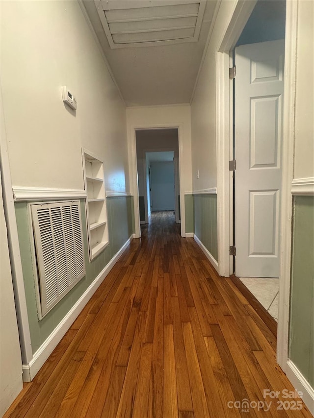 5367 Meadowlane Dr, Granite Falls, NC 28630 - corridor with hardwood / wood-style flooring, built in features, and ornamental molding