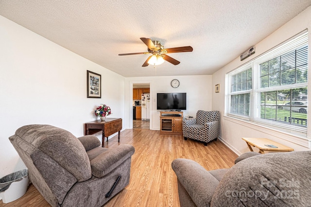 559 15th Ave SE, Hickory, NC 28602 - living area with light wood finished floors, ceiling fan, and a textured ceiling