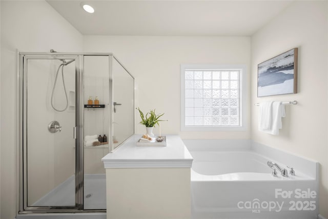 14801 Provence Ln, Charlotte, NC 28277 - bathroom featuring a stall shower and a bath