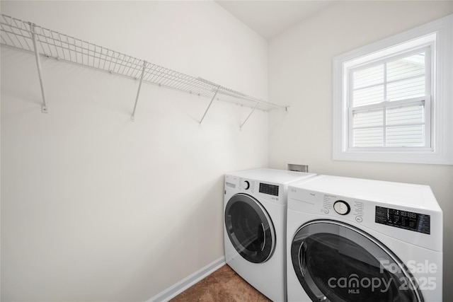 14801 Provence Ln, Charlotte, NC 28277 - washroom with independent washer and dryer and baseboards