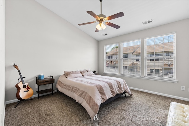 514 Bent Leaf Ct, Fort Mill, SC 29708 - carpeted bedroom with lofted ceiling and a ceiling fan