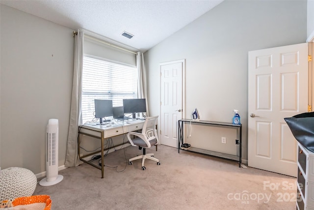 11521 Savannah Creek Dr, Charlotte, NC 28273 - home office featuring vaulted ceiling and carpet flooring