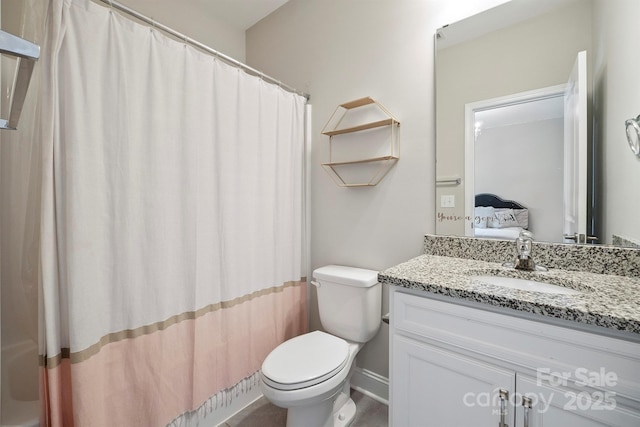 10437 Paper Birch Dr, Charlotte, NC 28215 - bathroom featuring vanity, ensuite bath, and curtained shower