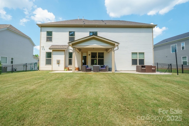 10437 Paper Birch Dr, Charlotte, NC 28215 - rear view of property with an outdoor hangout area, a patio, and a fenced backyard