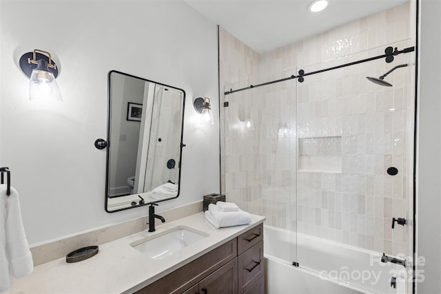 55 Steeplebush Ct Unit 629, Tuckasegee, NC 28783 - full bathroom with vanity, enclosed tub / shower combo, and recessed lighting