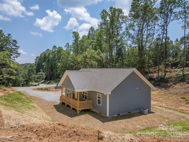626 Felmet Rd, Flat Rock, NC 28731 - view of home's exterior with crawl space, driveway, and a shingled roof