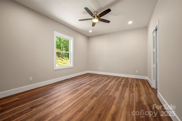 626 Felmet Rd, Flat Rock, NC 28731 - empty room with dark wood finished floors, a ceiling fan, and recessed lighting