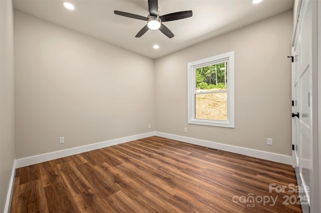 626 Felmet Rd, Flat Rock, NC 28731 - unfurnished room featuring dark wood-style floors, recessed lighting, and a ceiling fan