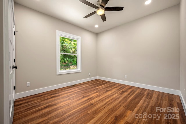 626 Felmet Rd, Flat Rock, NC 28731 - unfurnished room featuring dark wood-style floors, recessed lighting, and a ceiling fan