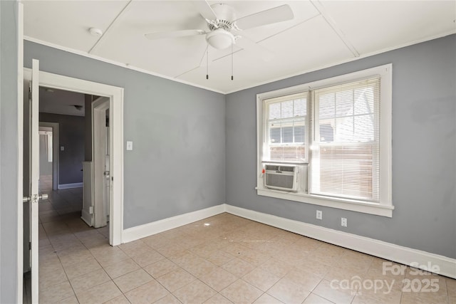921 N Jackson St, Salisbury, NC 28144 - spare room with light tile patterned floors, ceiling fan, cooling unit, and ornamental molding
