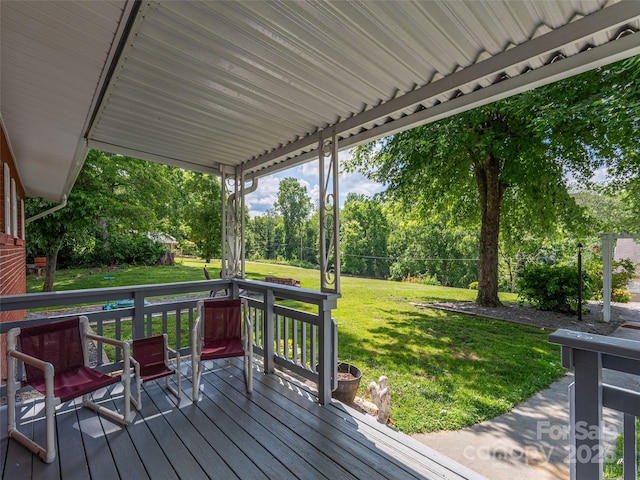 90 Hemlock Hill Hts, Canton, NC 28716 - deck featuring a lawn and view of wooded area