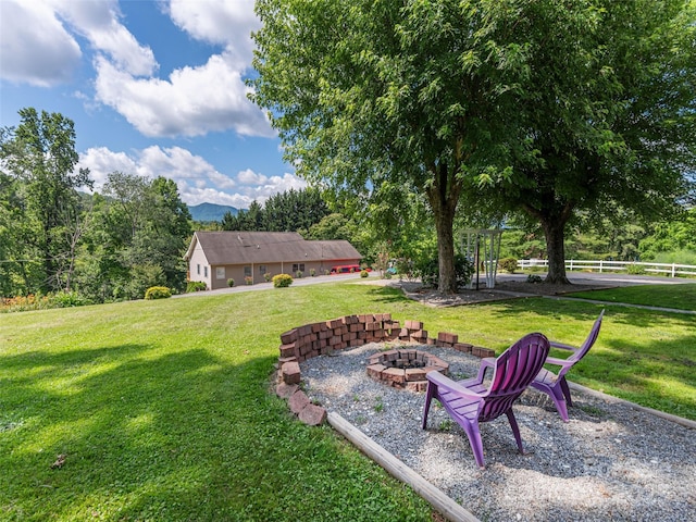 90 Hemlock Hill Hts, Canton, NC 28716 - view of yard with a fire pit and a mountain view