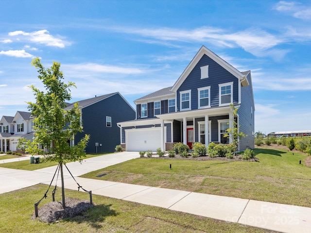 1516 Respect St NW, Concord, NC 28027 - view of front facade featuring driveway, an attached garage, a front lawn, and a porch