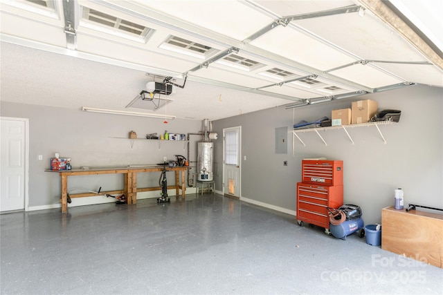 802 Woodlark Ct, Fletcher, NC 28732 - garage featuring gas water heater, a garage door opener, and electric panel