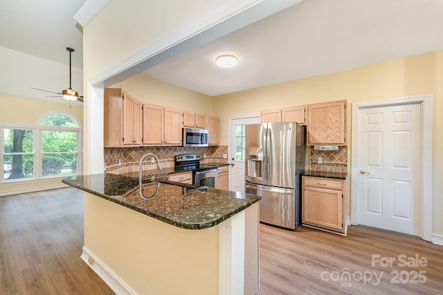 975 Pine Knoll Rd, Fort Mill, SC 29715 - kitchen with appliances with stainless steel finishes, light brown cabinets, and light wood-style floors