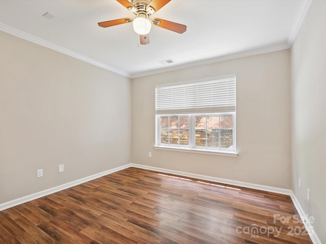 3830 Brookchase Ln, Charlotte, NC 28205 - spare room with crown molding, wood finished floors, and ceiling fan