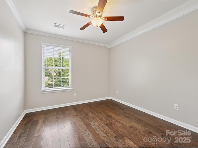 3830 Brookchase Ln, Charlotte, NC 28205 - empty room featuring dark wood finished floors, ornamental molding, and a ceiling fan