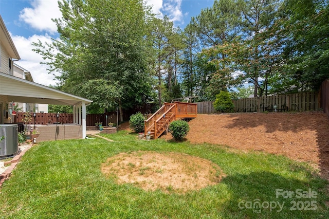 6422 Gatesville Ln, Charlotte, NC 28270 - fenced backyard with stairs and a wooden deck