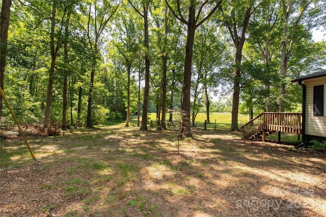 6115 Campbell Rd, York, SC 29745 - view of yard featuring a wooden deck and stairway