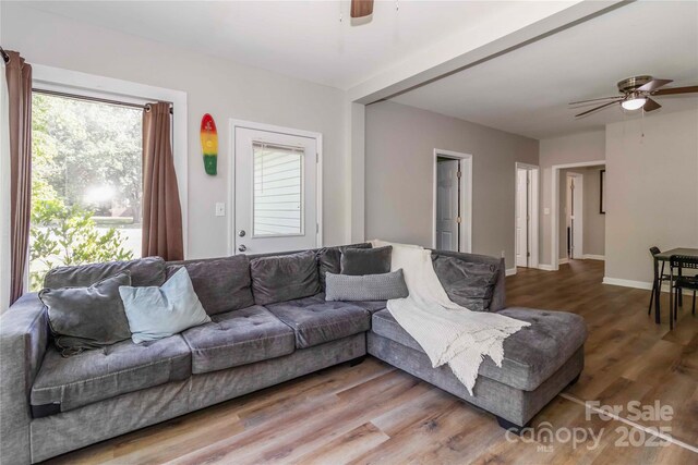 202 Gum St, Pageland, SC 29728 - living area with a ceiling fan and wood finished floors