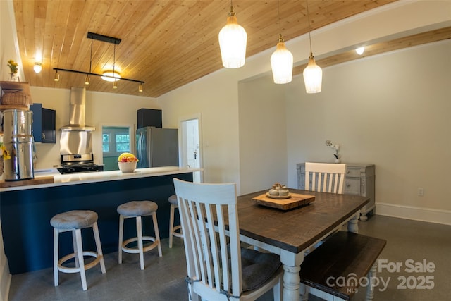 102 Cuthberson St, Morganton, NC 28655 - dining area with wood ceiling and track lighting