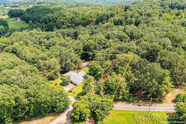 3954 E Burke Blvd, Connelly Springs, NC 28612 - aerial overview of property's location with a heavily wooded area and property parcel outlined