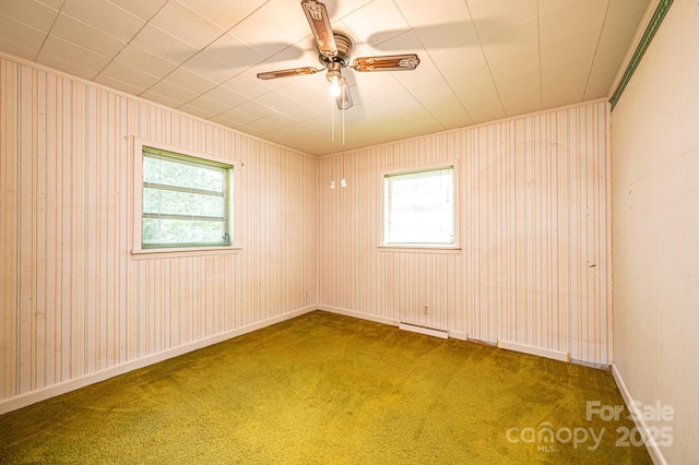 3954 E Burke Blvd, Connelly Springs, NC 28612 - spare room with plenty of natural light, carpet flooring, a ceiling fan, and a baseboard radiator