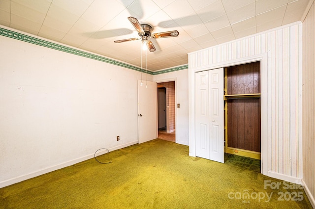 3954 E Burke Blvd, Connelly Springs, NC 28612 - unfurnished bedroom featuring carpet floors, a closet, and ceiling fan