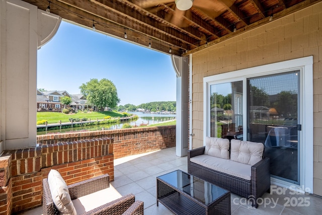 18511 Harborside Dr, Cornelius, NC 28031 - view of patio / terrace with a water view and an outdoor living space