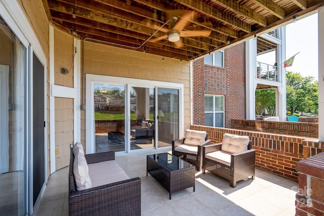 18511 Harborside Dr, Cornelius, NC 28031 - view of patio / terrace with an outdoor hangout area and ceiling fan