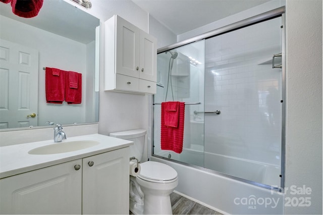 1504 Harpers Inlet Dr, Lake Wylie, SC 29710 - bathroom with vanity, shower / bath combination with glass door, and wood finished floors