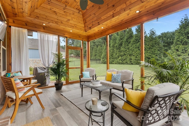 121 Maplewood Ct, Hudson, NC 28638 - sunroom with a ceiling fan and an outdoor living space