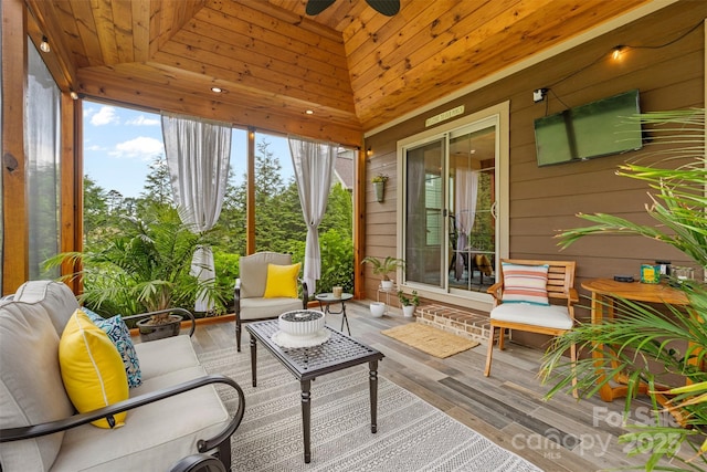 121 Maplewood Ct, Hudson, NC 28638 - sunroom with a ceiling fan and an outdoor hangout area