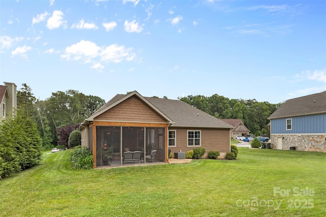 121 Maplewood Ct, Hudson, NC 28638 - back of property with a sunroom and a lawn