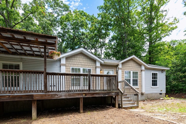 16 Rusty Clay Rdg, Fairview, NC 28730 - back of house featuring crawl space and a deck