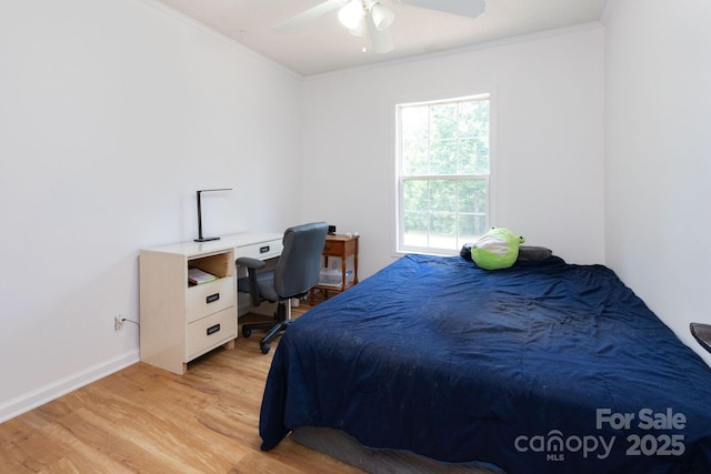 16 Rusty Clay Rdg, Fairview, NC 28730 - bedroom with light wood-style flooring, crown molding, a ceiling fan, and a desk